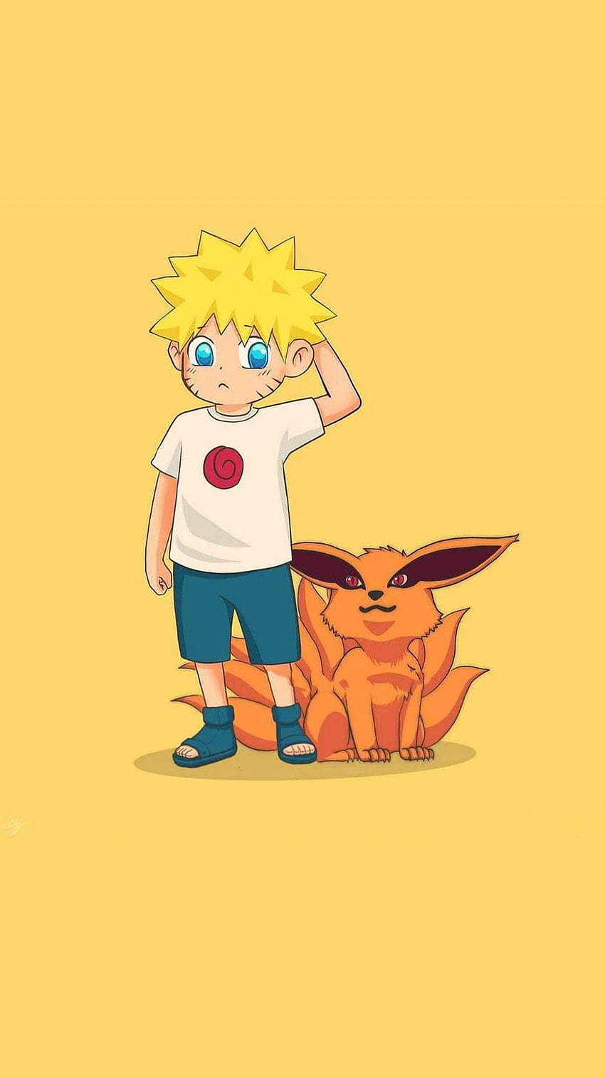 Naruto e Kurama, bambino a nove code Sfondo del telefono HD