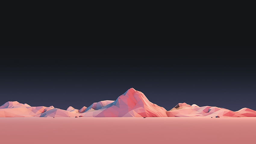 pink mountain terrain low poly HD wallpaper