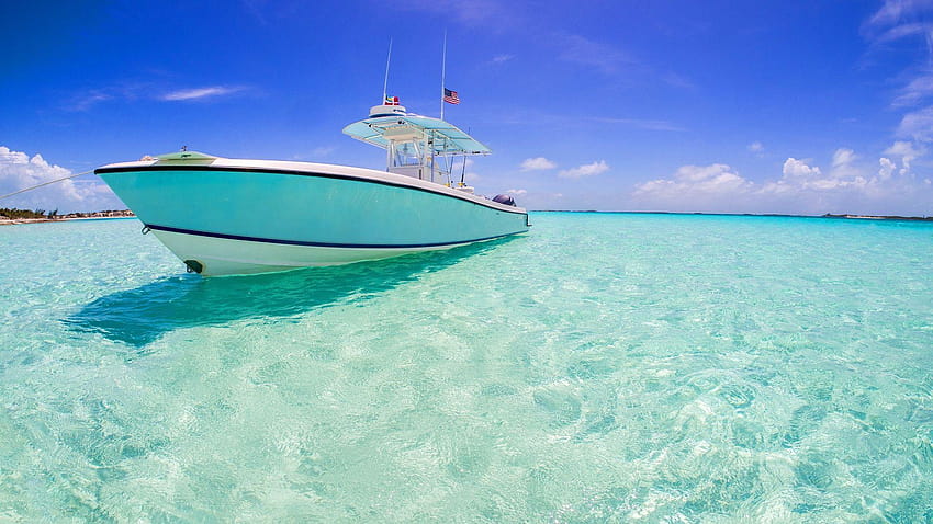 Speedboat in Turquoise Ocean, speed boat HD wallpaper