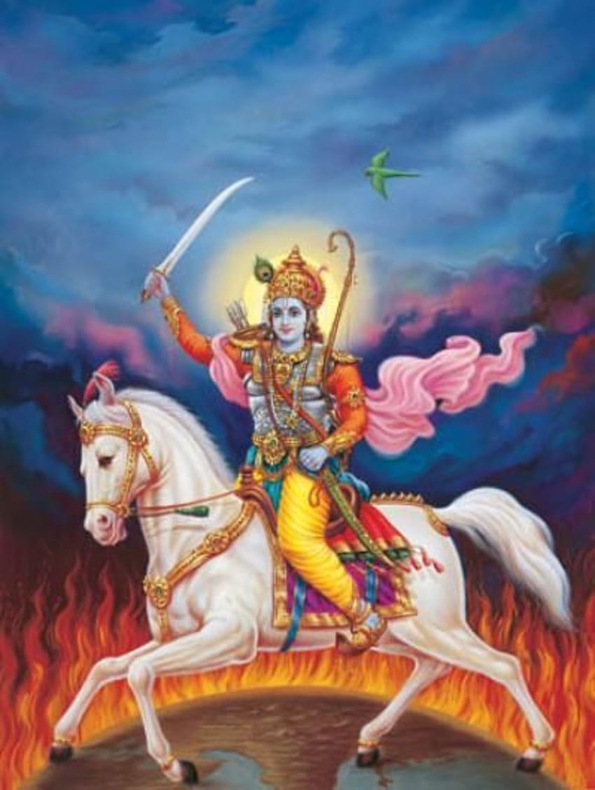KALKI AVATAR – PRESENT KALYUG GOD VISHNU DEV ON WHITE HORSE HD phone wallpaper