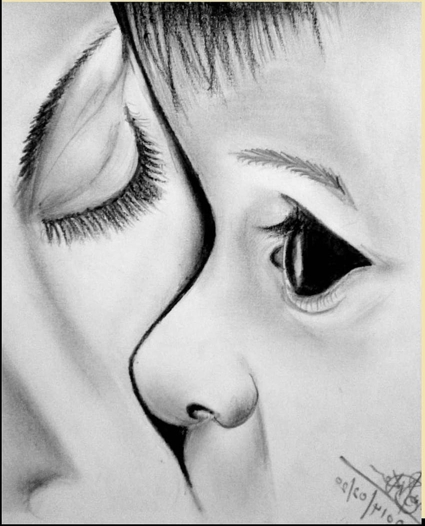 Sketches and Drawings : Mother and baby - charcoal pencil sketch-tmf.edu.vn