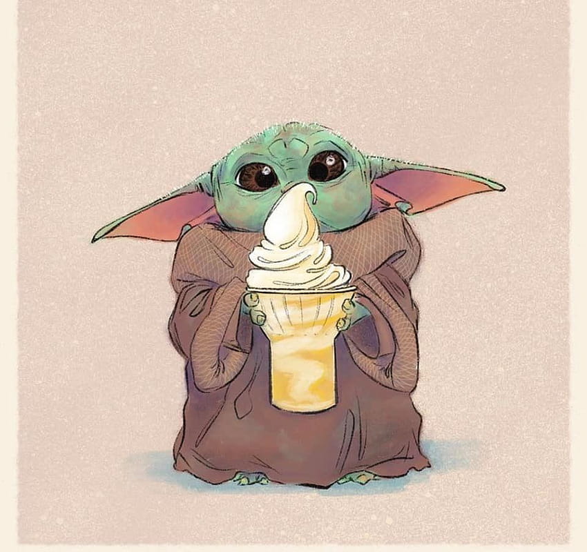 Baby Yoda Holding Soup Silhouette [960x904] for your, aesthetic baby yoda HD wallpaper