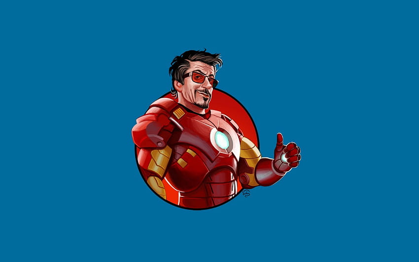 Planos de fundo Homem de Ferro Arte Minimalismo Tony Stark Azul Vermelho Ícone papel de parede HD