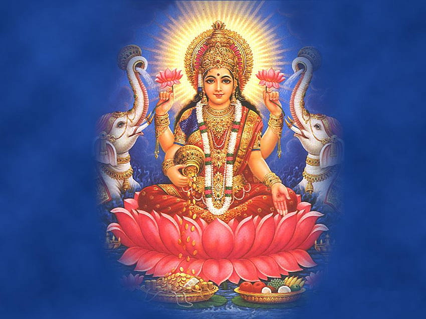 Lakshmi Devi In Lotus, lord lakshmi devi HD wallpaper