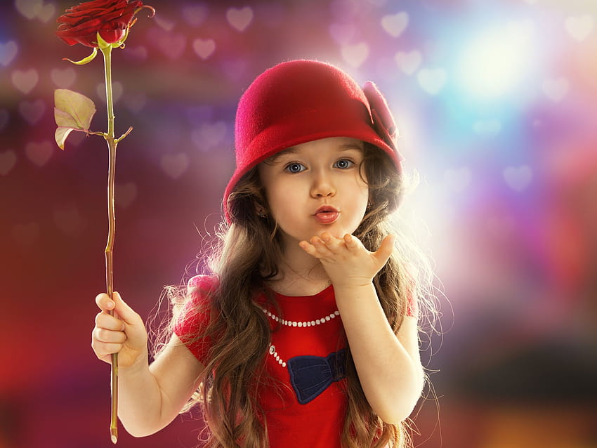 Lindo vestido rojo niña, niño, dulce beso 2560x1920, niña linda niña fondo de pantalla