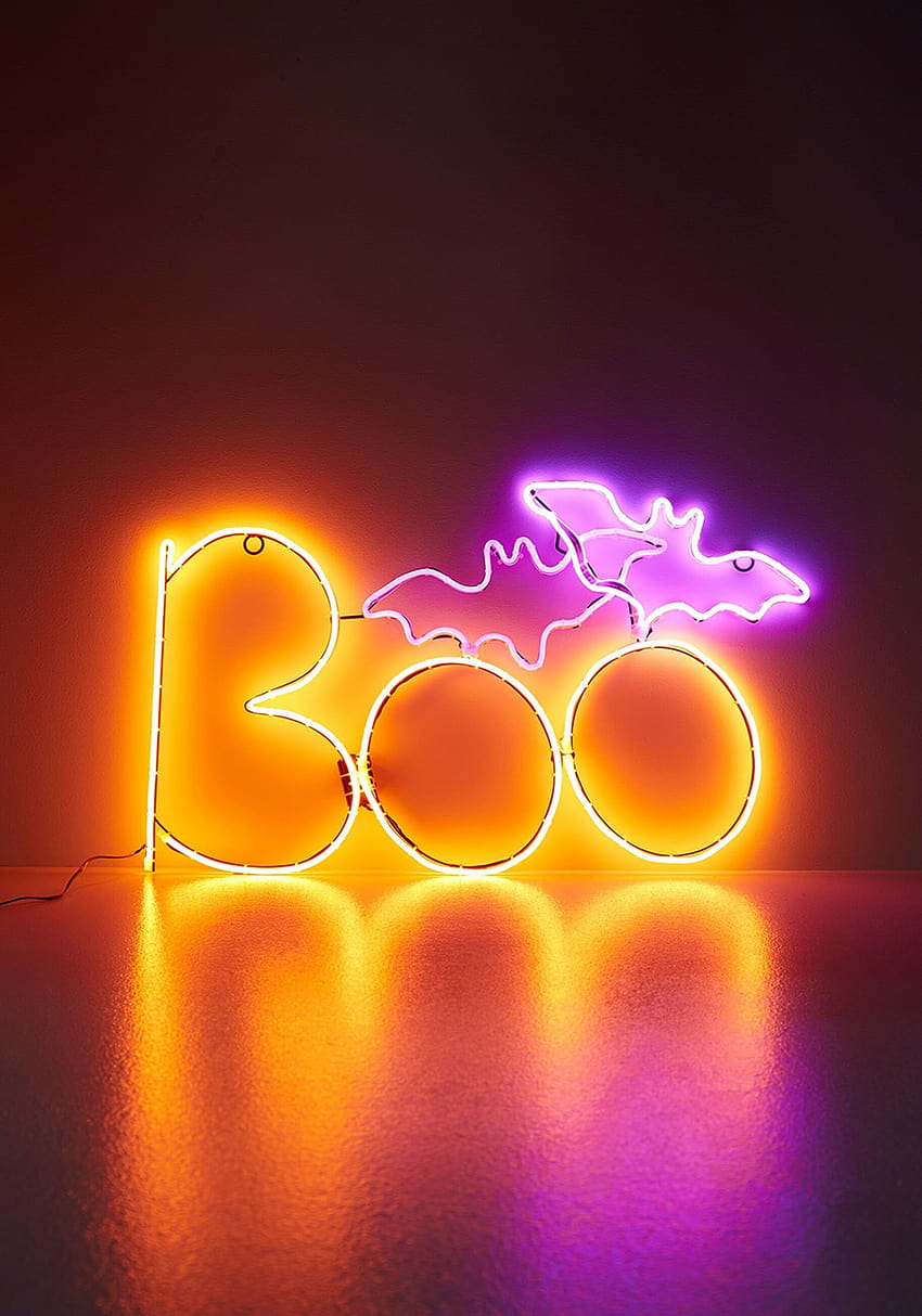 Boo, aesthetics halloween neon HD phone wallpaper