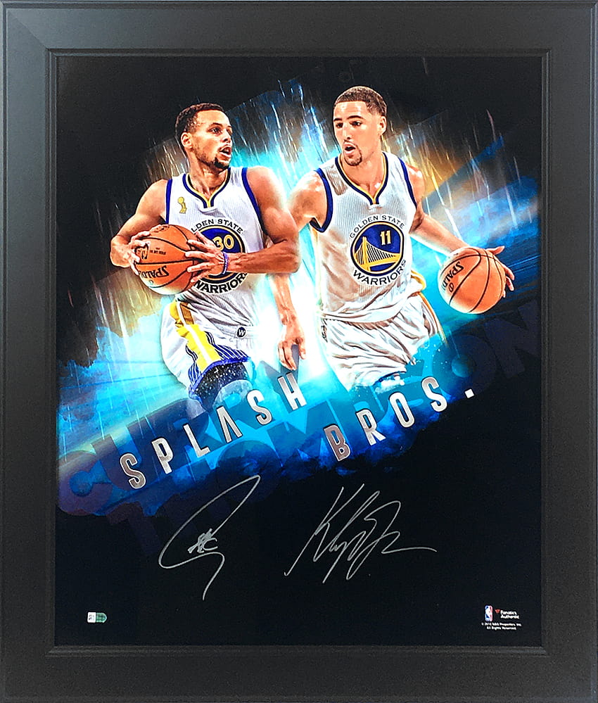 Steph Curry & Klay Thompson Autographed Golden State Warriors Splash Bros 20x24 Framed, stephen curry and klay thompson HD phone wallpaper