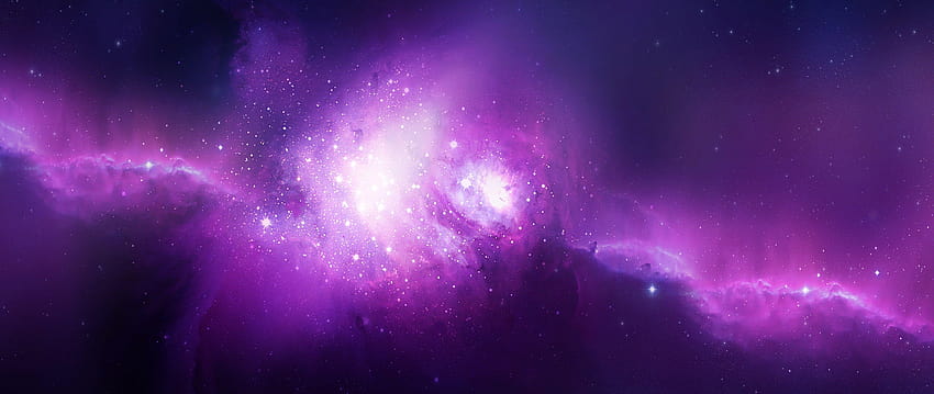 Un televisor ultra ancho Galaxy Nebula visualmente impresionante, ancho estético púrpura fondo de pantalla