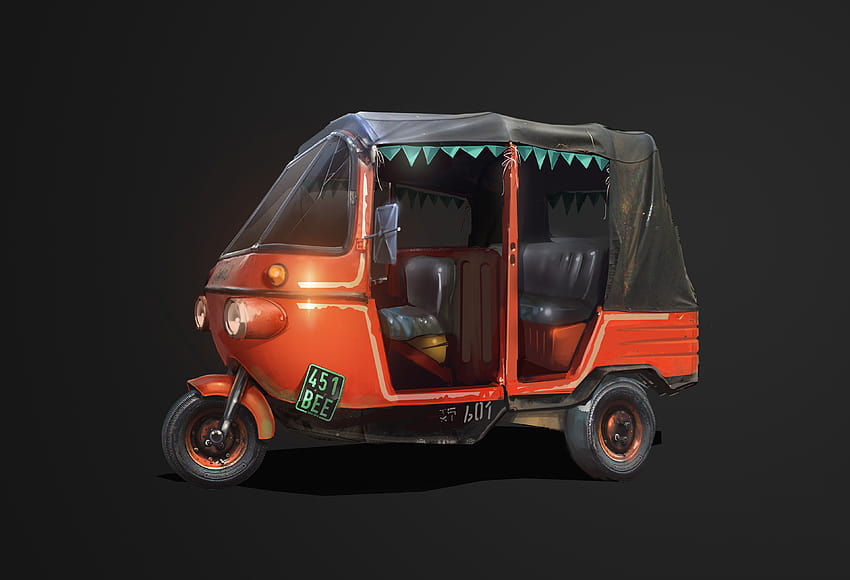 Red and Black Auto Rickshaw, Backgrounds HD wallpaper