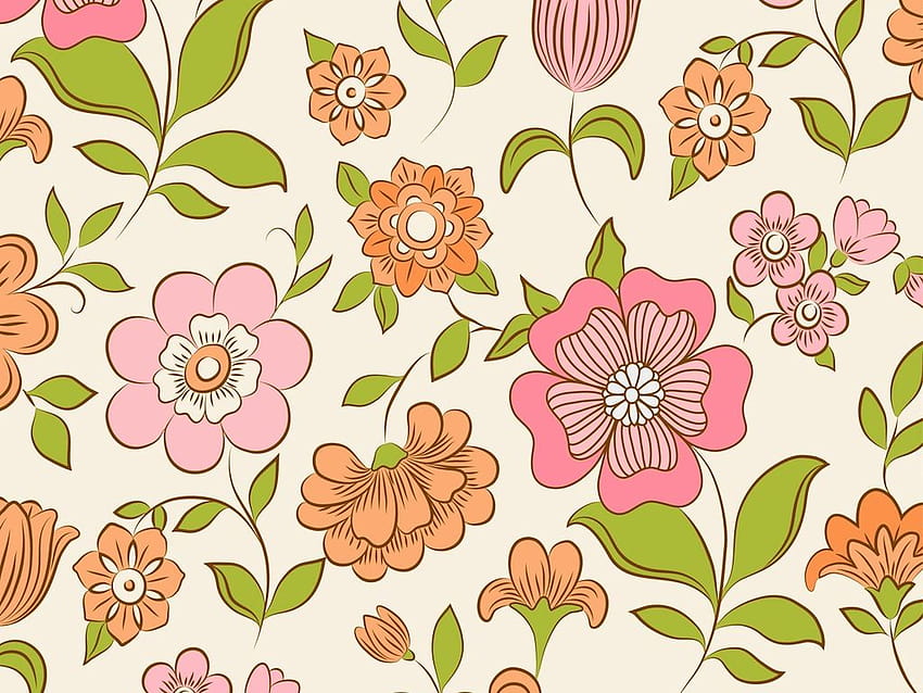Green vintage seamless retro floral wallpaper Vector Image