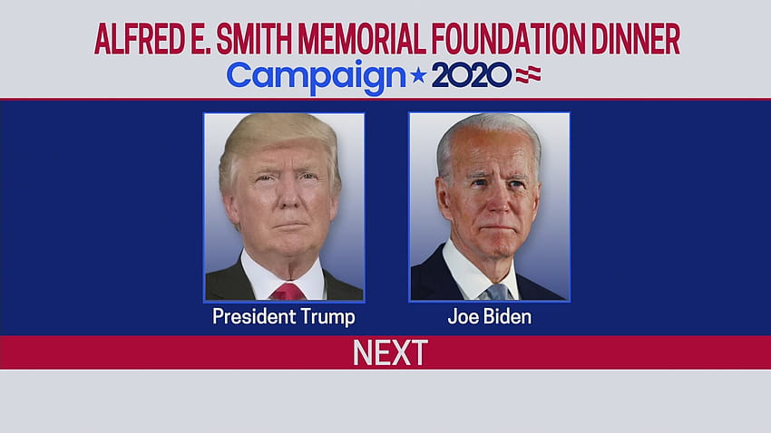 Prezydent Trump i Joe Biden przemawiają na kolacji u Ala Smitha w 2020 roku Tapeta HD