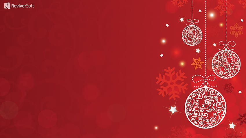Коледна бяла коледна украса на червен фон [1920x1080] за вашата, мобилна и таблетна, червена и бяла Коледа HD тапет