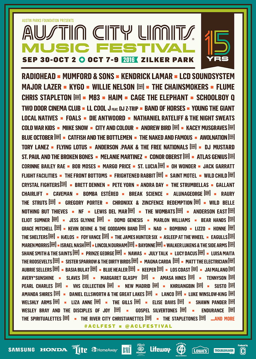 Austin City Limits 2015 라인업 하루 후, 2018 austin City Limits 뮤직 페스티벌 HD