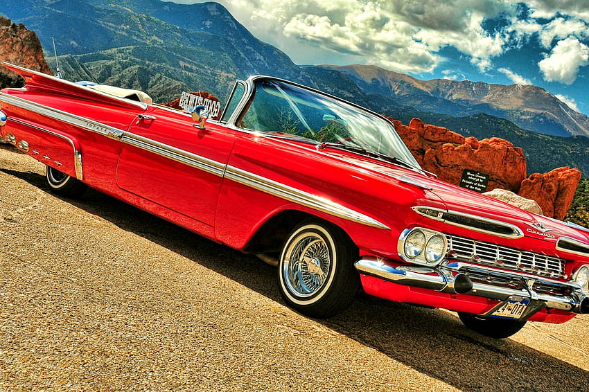 Chevrolet Impala 1959 Rojo, chevy ss impala fondo de pantalla