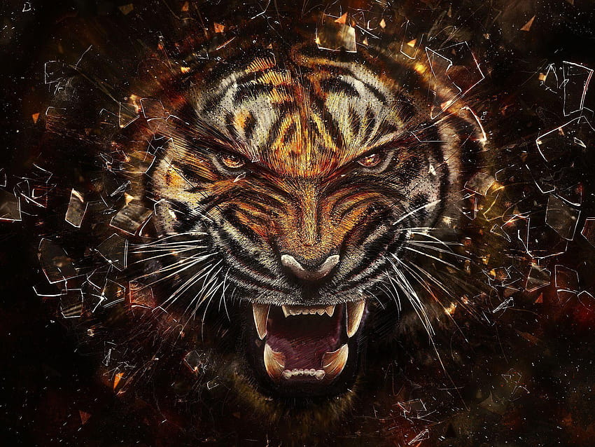 1283 Tiger, gambar macan 3d HD wallpaper