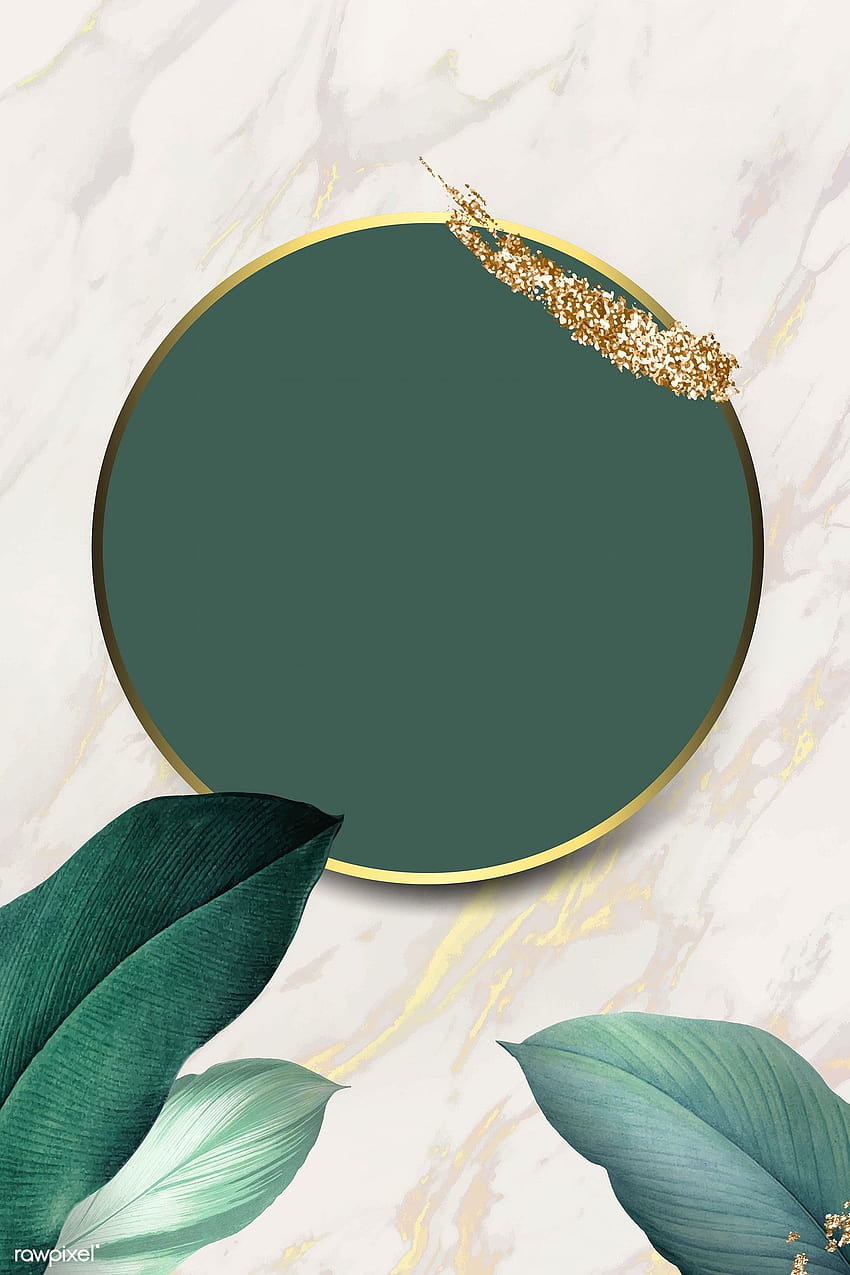 premium vector of Round foliage frame on white marble backgrounds, round frame HD phone wallpaper