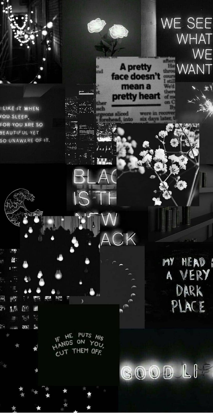 Lock Screen Black Aesthetic Collage pada tahun 2020, estetika kolase hitam wallpaper ponsel HD