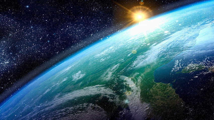 Planet Earth and Sun View HD wallpaper