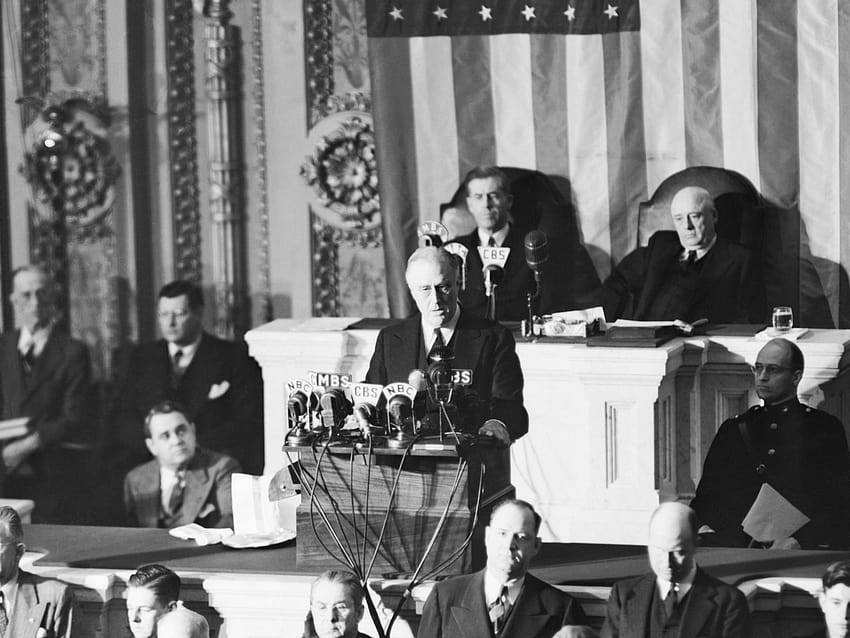 FDRs Rede in Pearl Harbor enthielt ursprünglich nicht die berühmteste Zeile, „Ein Datum, das in Schande leben wird“, Franklin Roosevelt HD-Hintergrundbild