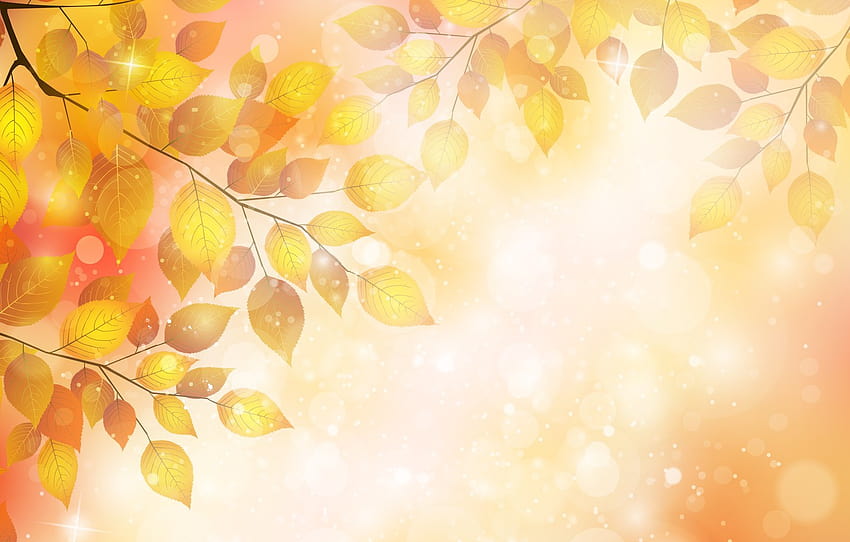 outono, folhas, bolhas, raminho, bolhas, outono, folhas, galhos, brilho, brilho, seção рендеринг, outono brilhante papel de parede HD