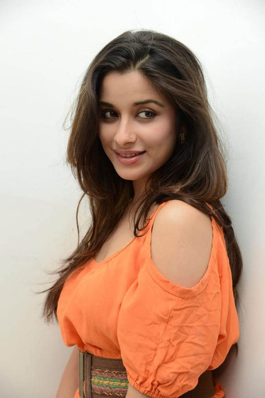Madhurima Nyra Banerjee น่ารักในชุดสีส้ม วอลล์เปเปอร์โทรศัพท์ HD
