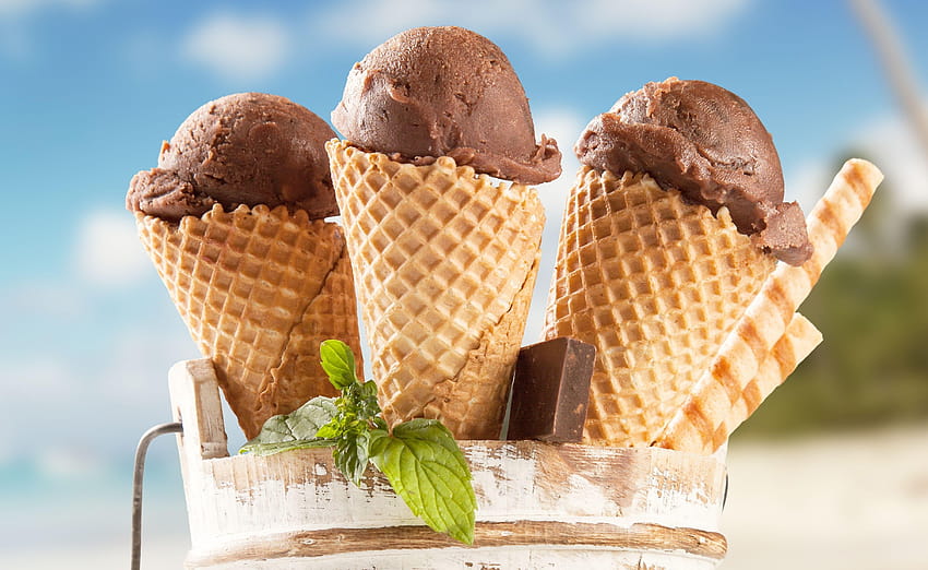 summer, ice cream, chocolate, desert ::, chocolate wafer HD wallpaper
