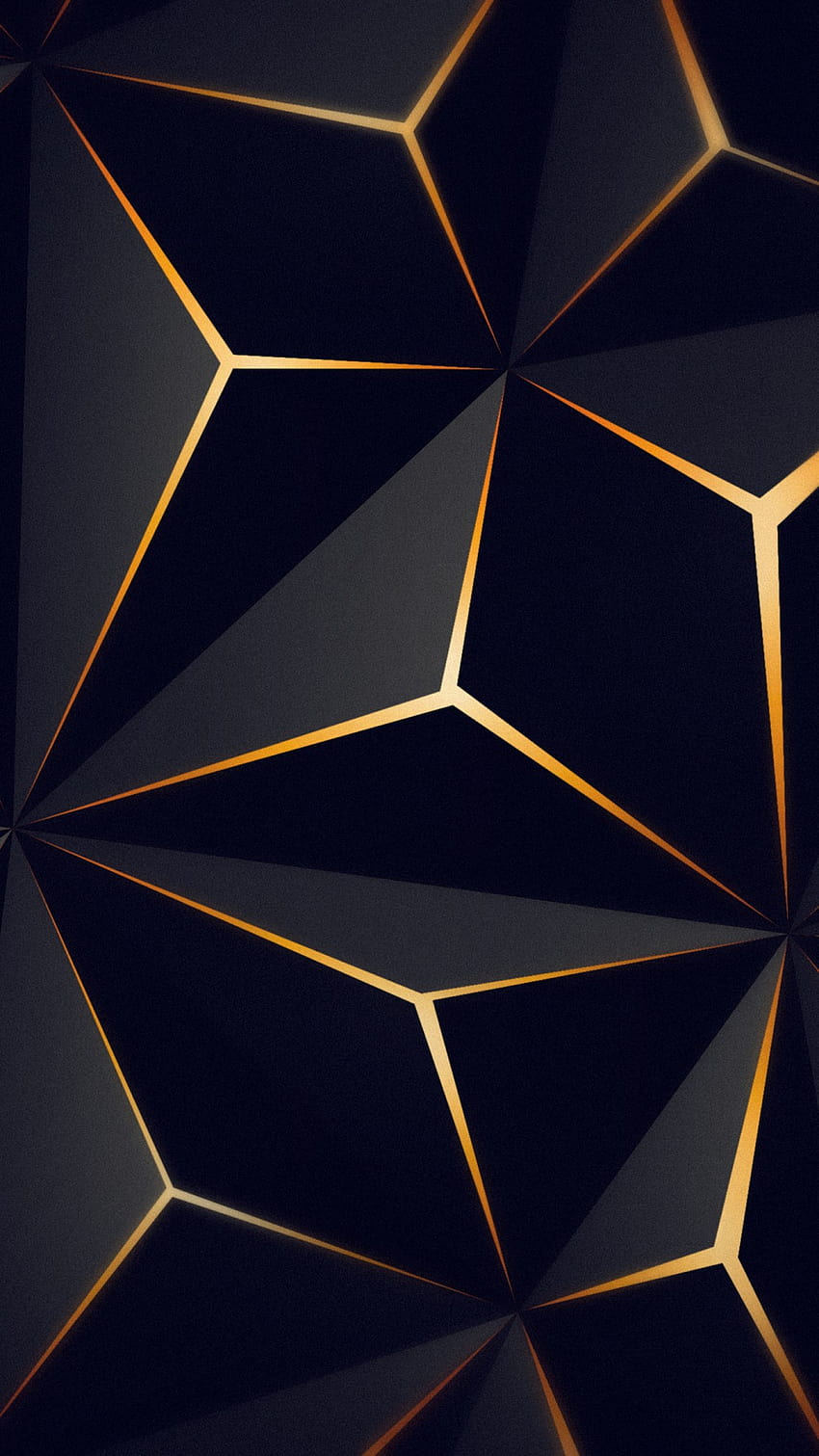 Triangle Solid Black Gold Abstract, dark android HD phone wallpaper