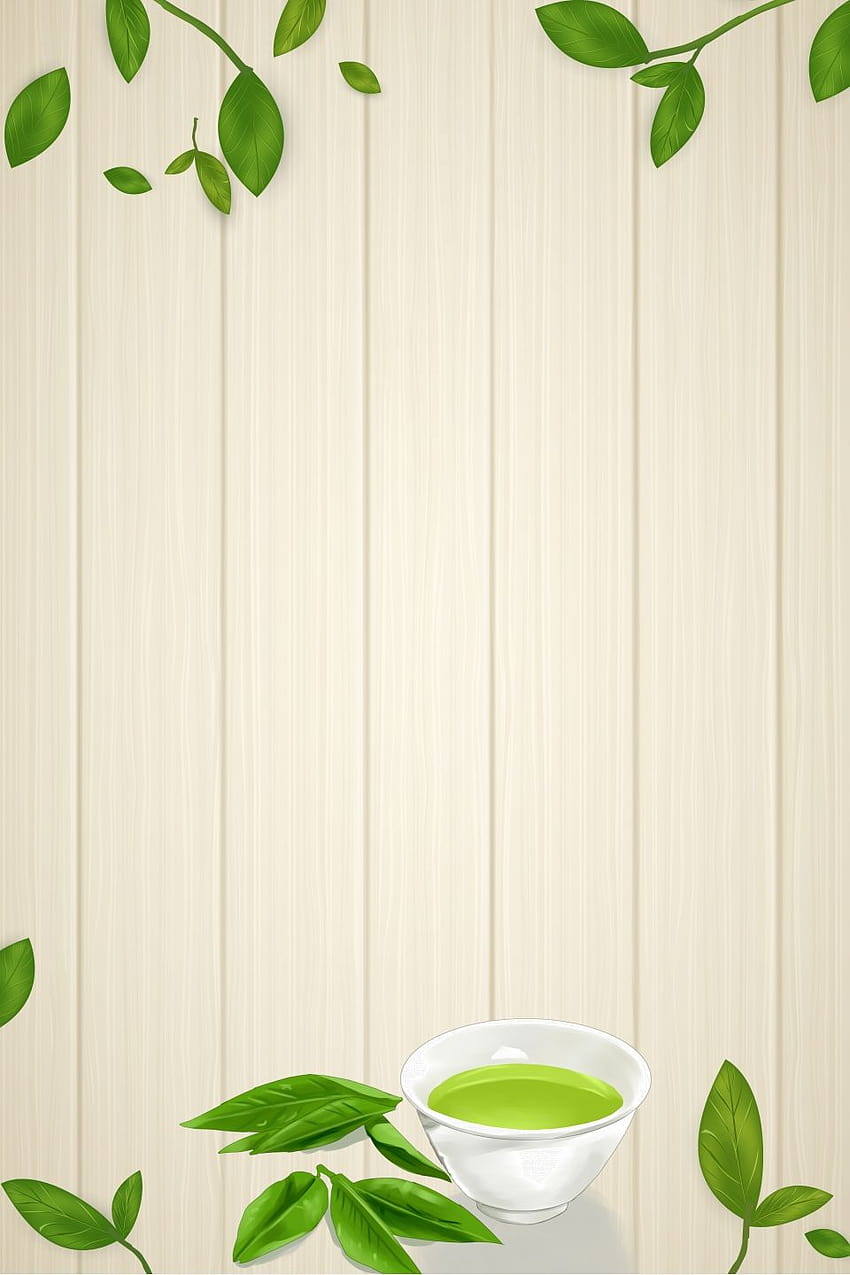 Fundos de publicidade de chá verde simples e fresco, folhas de chá Papel de parede de celular HD