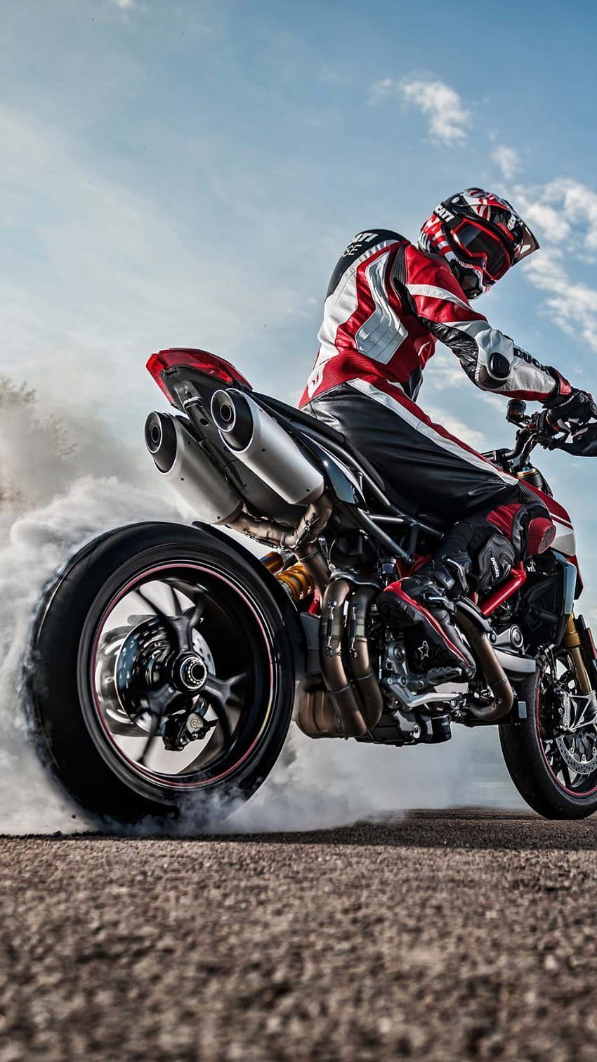 Ducati Hypermotard 950 SP Bike Burnout, motorcycle burnout HD phone wallpaper