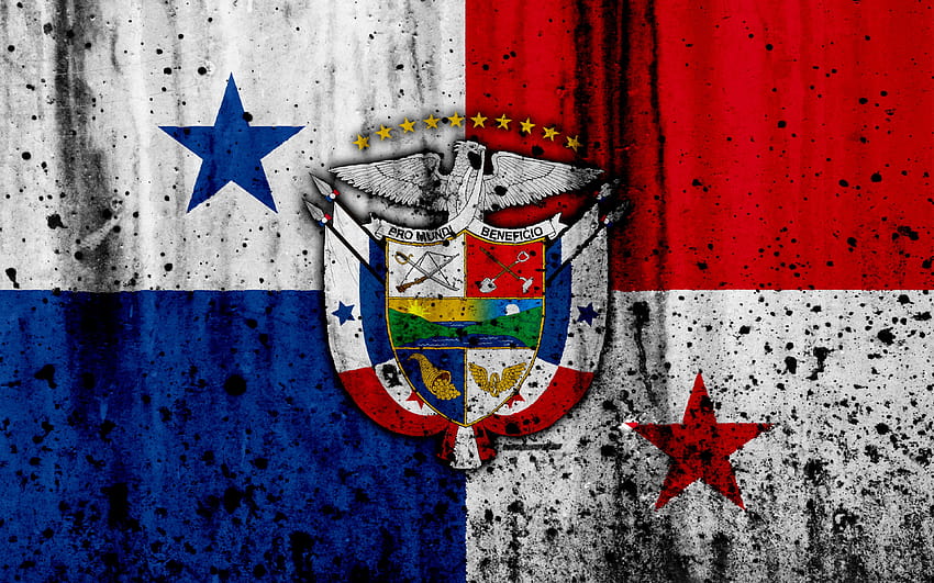 Panama flag, grunge, North America, flag of HD wallpaper