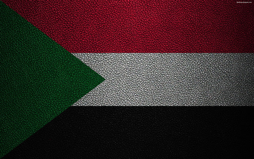 Flag of Sudan, Africa, leather texture, sudan flag HD wallpaper