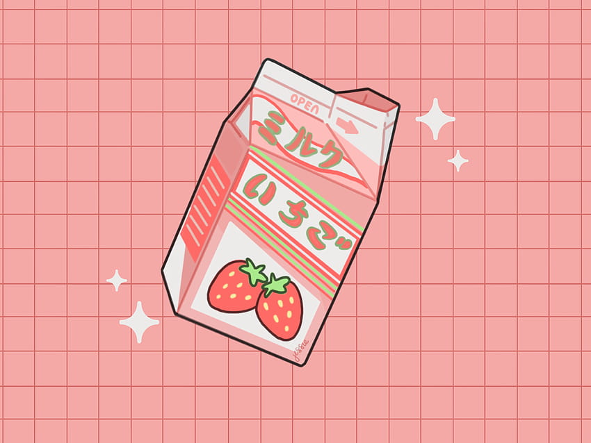 Strawberry Milk by Jessie Thavonekham on Dribbble, kawaii milk HD wallpaper