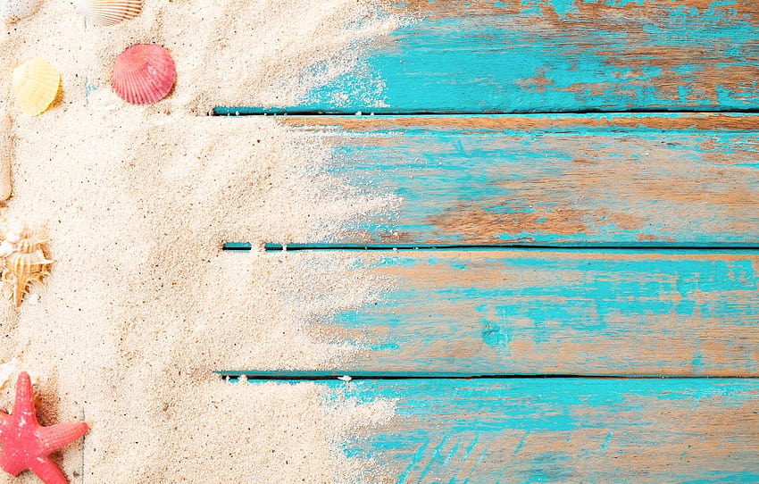 sand, beach, background, Board, star, shell, summer, beach, wood, sand, marine, starfish, seashells , section разное, wood summer HD wallpaper