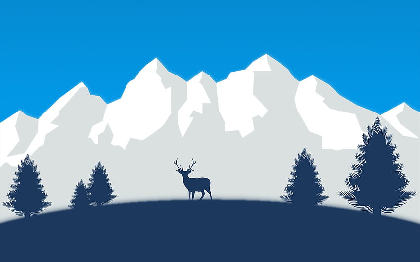 1920x1200 px Deer mountains snow Trees vector – Anime Fairy Tail, mountain vector HD wallpaper