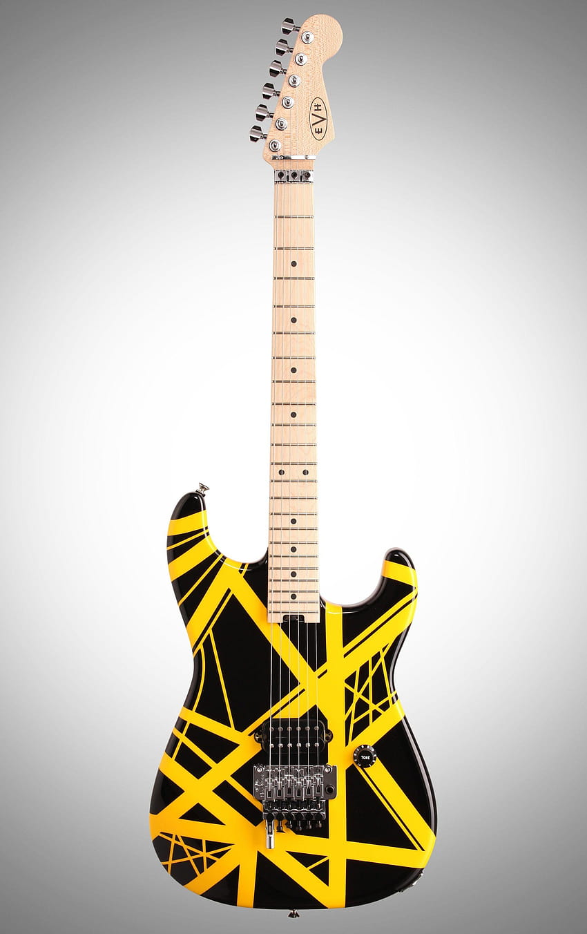 Guitare électrique EVH Eddie Van Halen Striped Series, noir et jaune, fond de guitare van halen Fond d'écran de téléphone HD