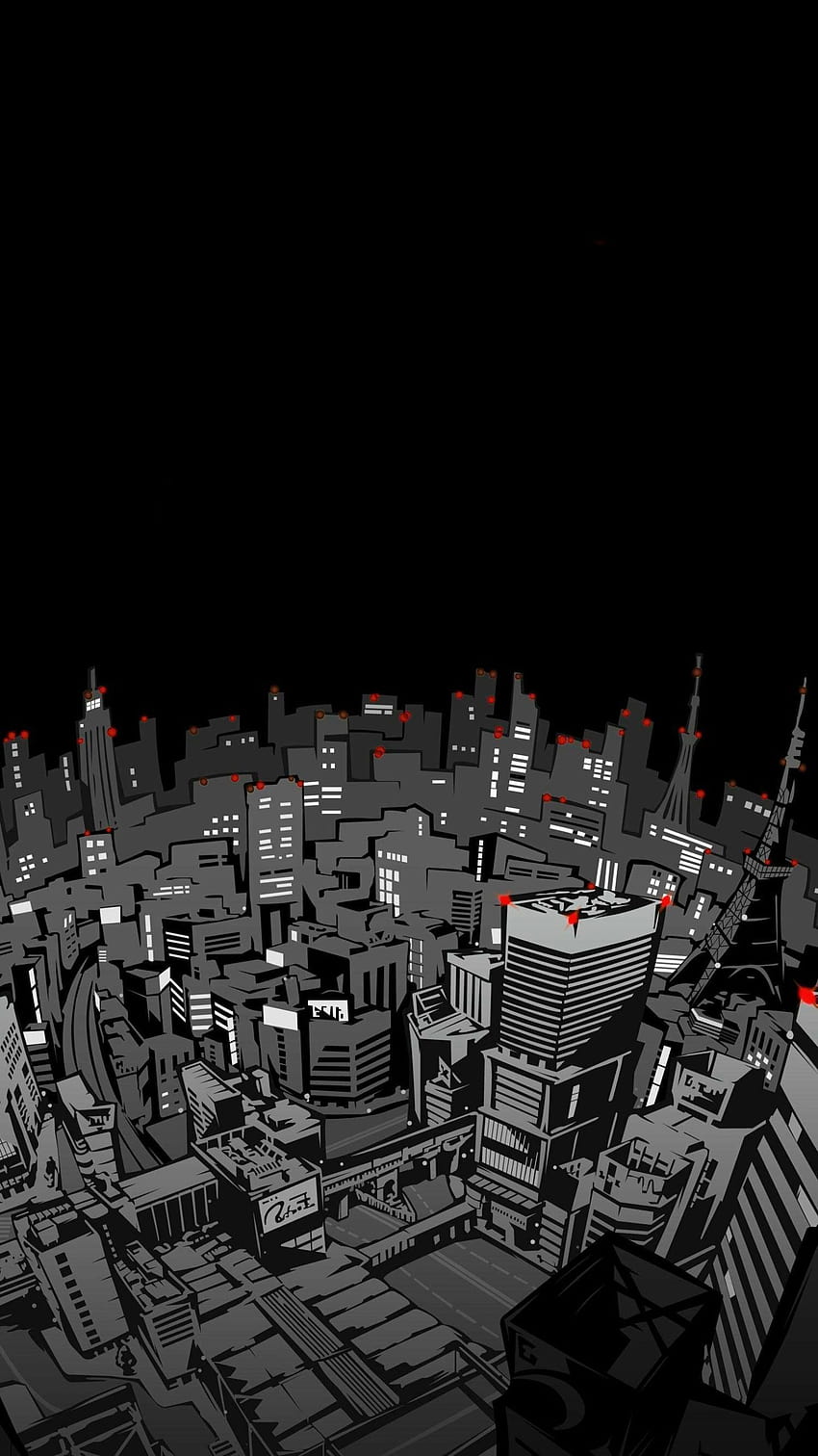 Metropole, Metropolregion, Stadt, Stadtgebiet, Stadt, menschliche Siedlung, schwarzer Stadt-Anime HD-Handy-Hintergrundbild
