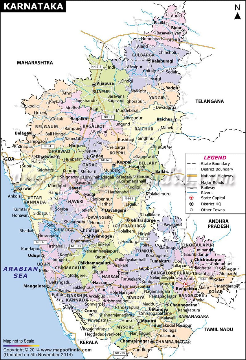 Mappe ad alta risoluzione del Karnataka, mappa del Karnataka Sfondo del telefono HD
