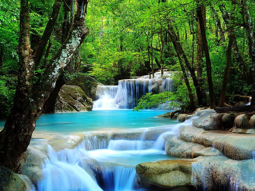 Landschaft Wasserfall, hübsche Wasserfälle HD-Hintergrundbild