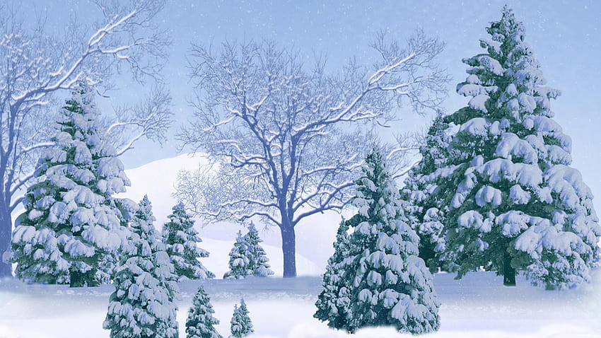 Snowy Trees Backgrounds, christmas tree with snow on it HD wallpaper