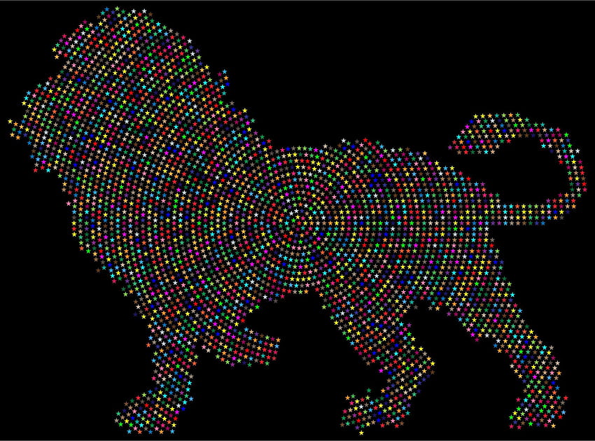 Étoiles colorées de lion avec des icônes de fond noir PNG, lion sur fond noir Fond d'écran HD