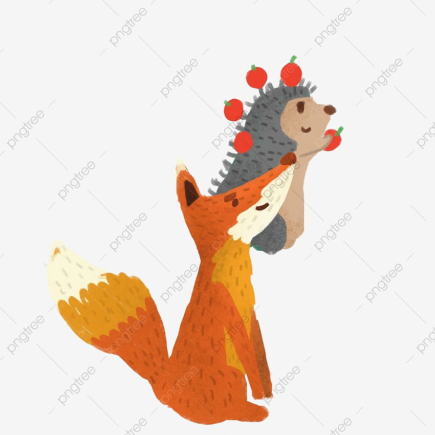 Cartoon Hedgehog And Fox Illustration, Fox Clipart, Orange Old Fox, Gray Hedgehog PNG Transparent Clipart and PSD File for, cute fox and hedgehog HD phone wallpaper