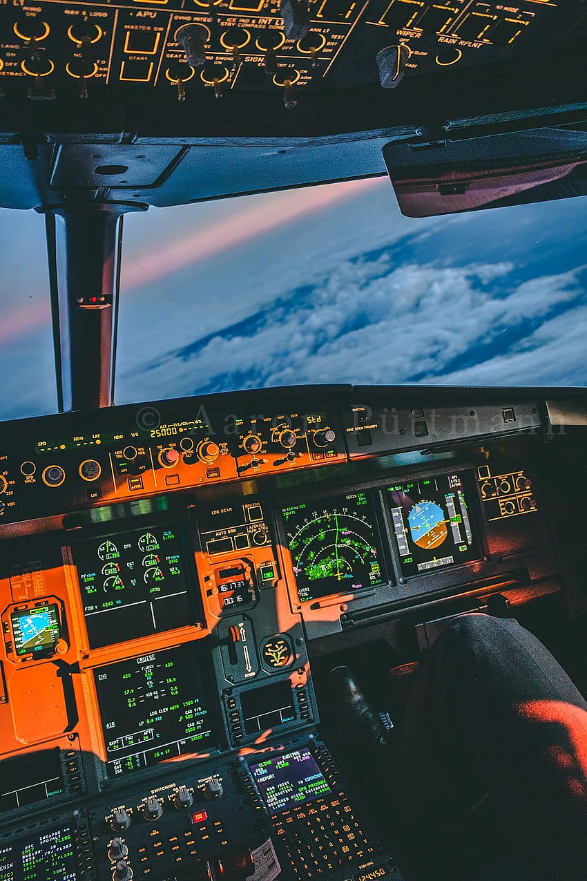 Страхотен залез в пилотската кабина на A320, пилот HD тапет за телефон