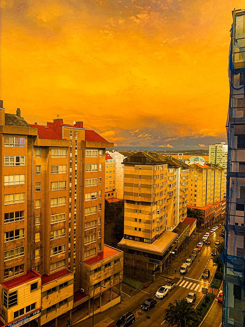 A Coruña, yellow city HD phone wallpaper