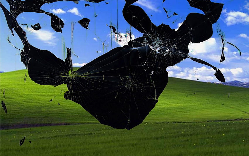 Beatitudine dello schermo di Windows Xp rotto duro, vetri rotti di Windows XP Sfondo HD