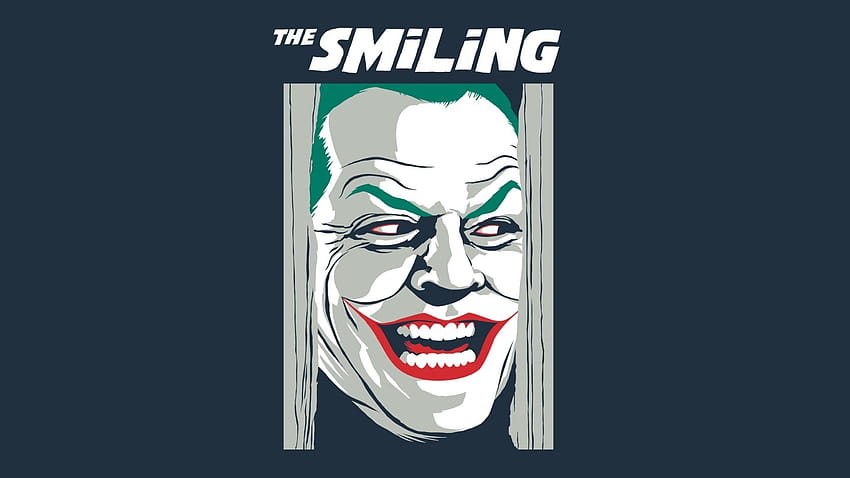 face, Joker, Jack Nicholson, Digital art, Movies, The Shining, Batman, Smiling, Crossover, Humor, Blue background, Stanley Kubrick / and Mobile Backgrounds, jack nicholson joker HD wallpaper