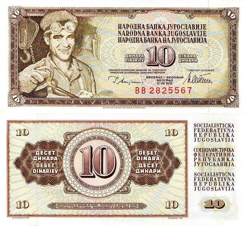 Banknoten 10 Dinar Jugoslawien Geld 6180x5680 HD-Hintergrundbild