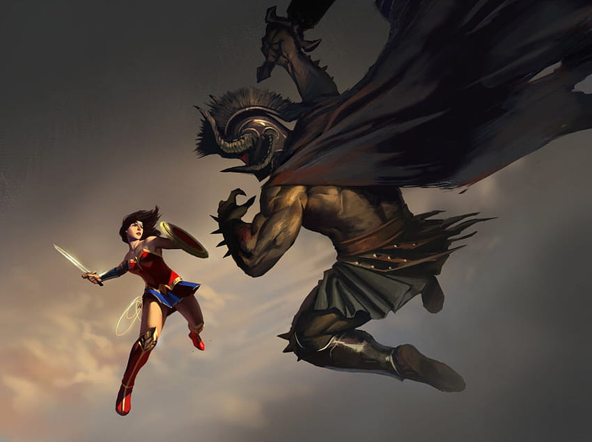 Wonder Woman vs Ares by KangJason on @DeviantArt, wonder woman poly art HD wallpaper