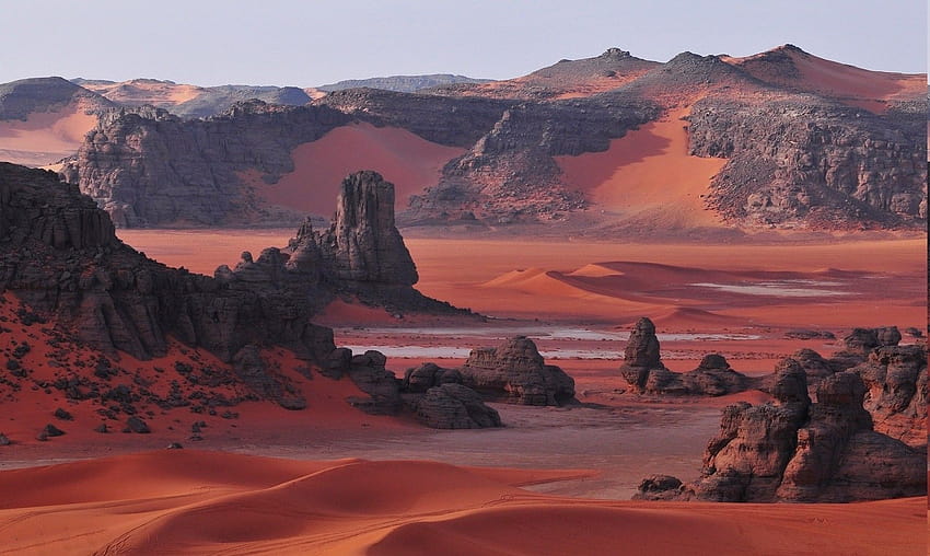 2808721 / desert sahara algeria dune rock mountain red nature landscape women outdoors women HD wallpaper