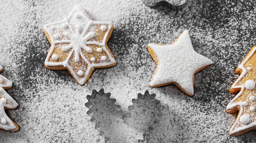 New year Powdered sugar Food Cookies 3840x2160, christmas sugar cookies HD wallpaper