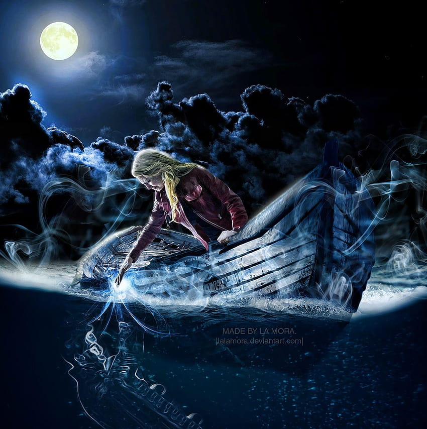 Emma rescues Killian from the Styx by LaLaMora, emma and hook HD phone wallpaper